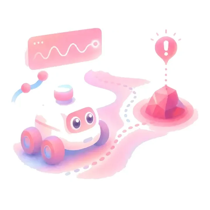 Runtime monitor observing an autonomous rover and predicting an obstacle